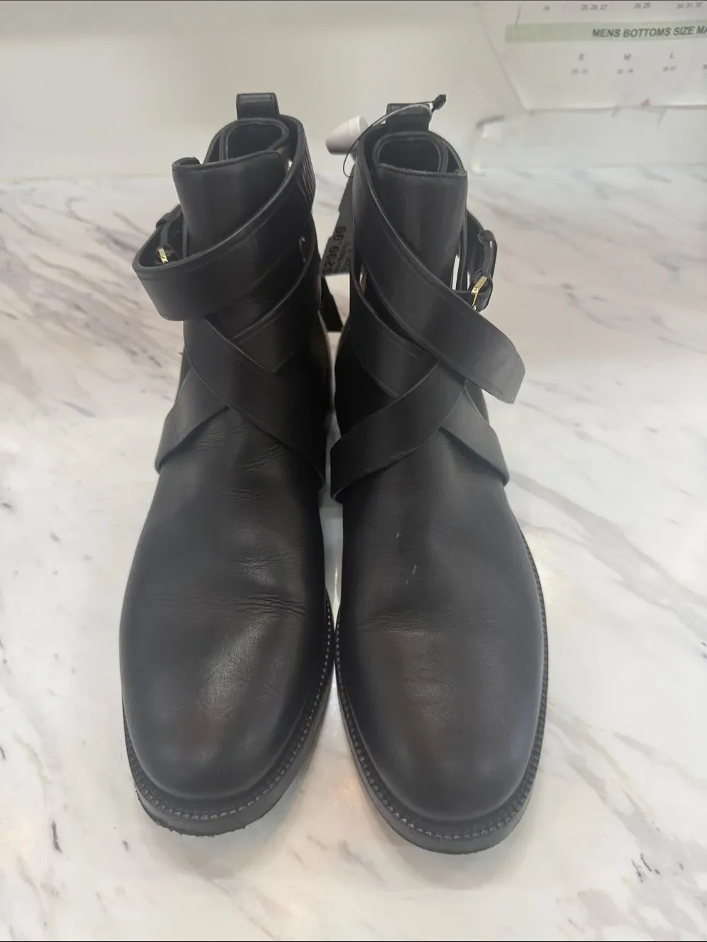Burberry Black Leather Ankle Boots with Signature Check Panel